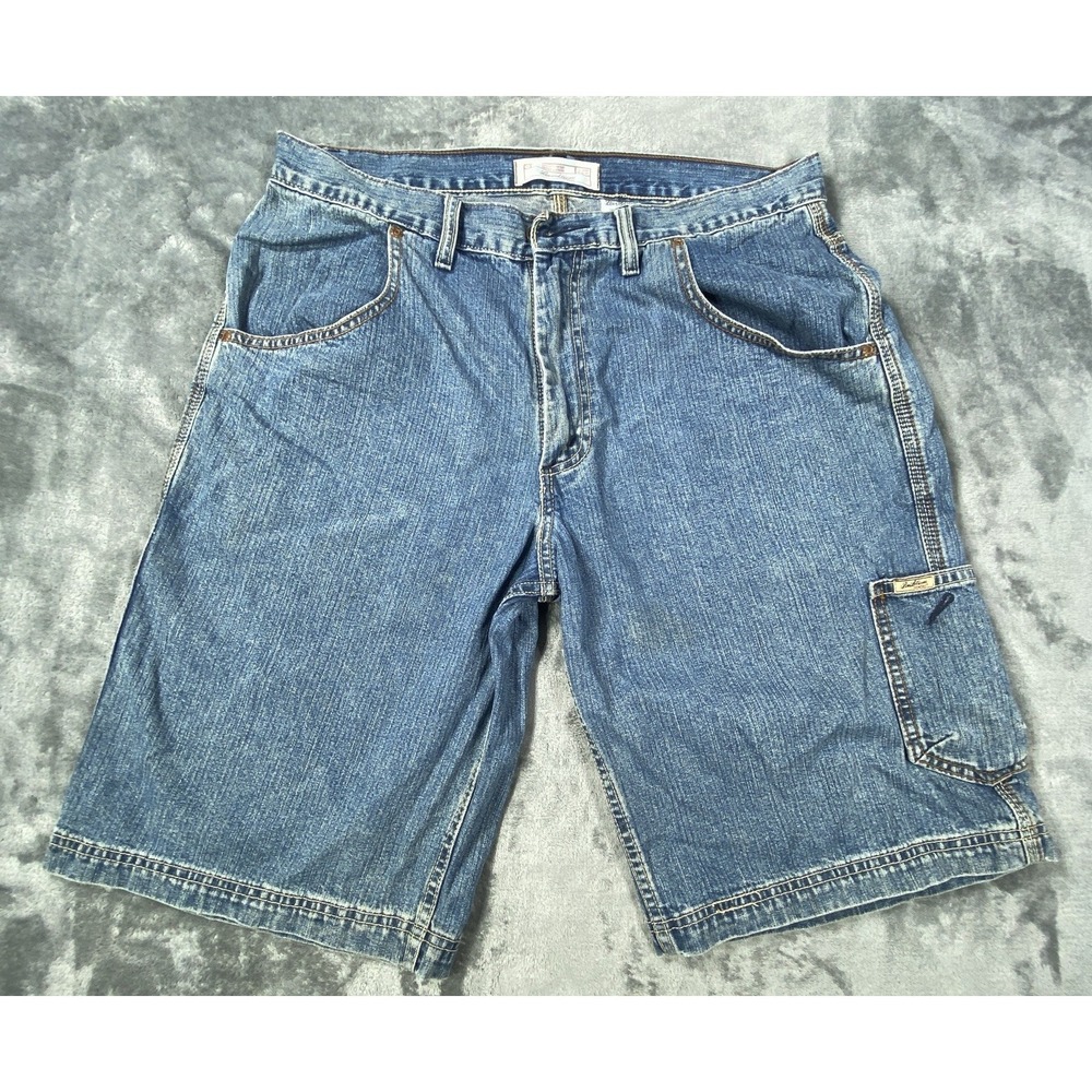 Levi Strauss Signature Shorts Mens 32 Carpenter Denim Blue Workwear Casual *FLAW